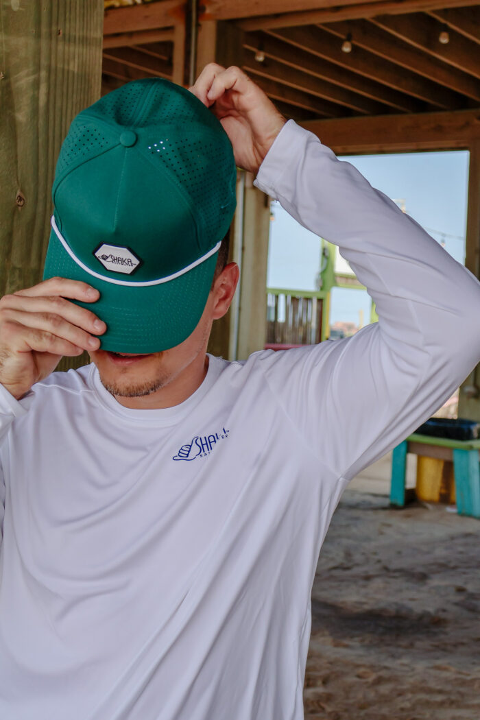 Perforated Snapback with Hexagon Rubber Patch-Dark Teal - Image 2