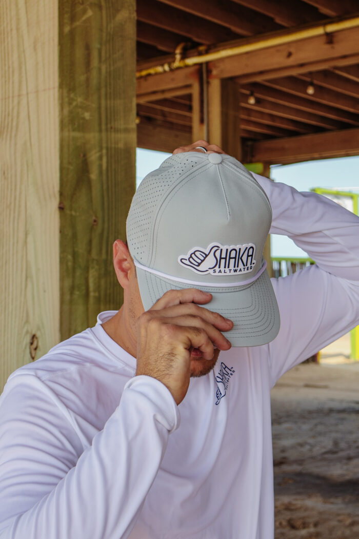 Perforated Snapback with Contour Cut Rubber Patch-Silver - Image 2