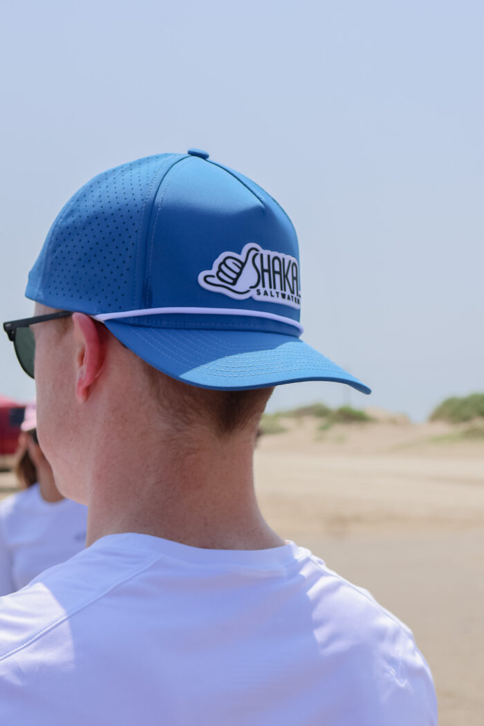Perforated Snapback with Contour Cut Rubber Patch-Ocean Blue - Image 5