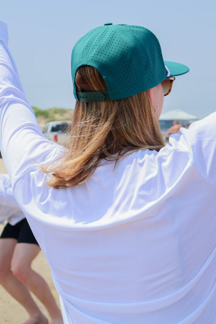 Perforated Snapback with Hexagon Rubber Patch-Dark Teal - Image 7
