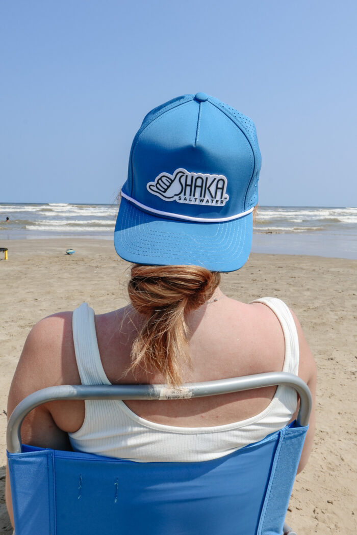 Perforated Snapback with Contour Cut Rubber Patch-Ocean Blue - Image 6
