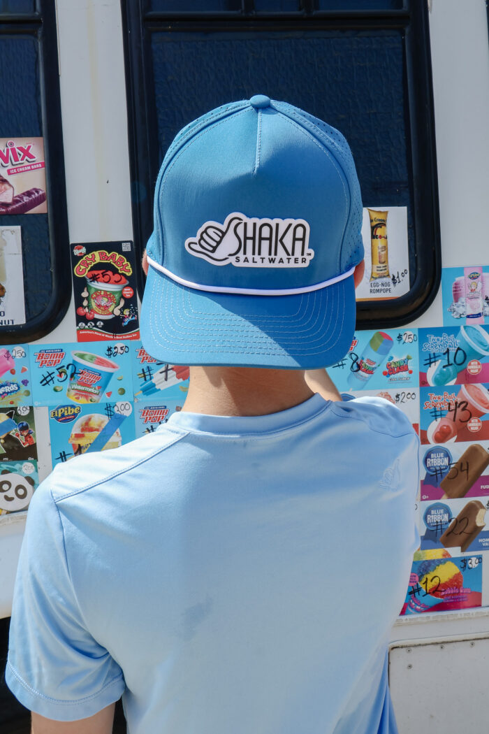 Perforated Snapback with Contour Cut Rubber Patch-Ocean Blue